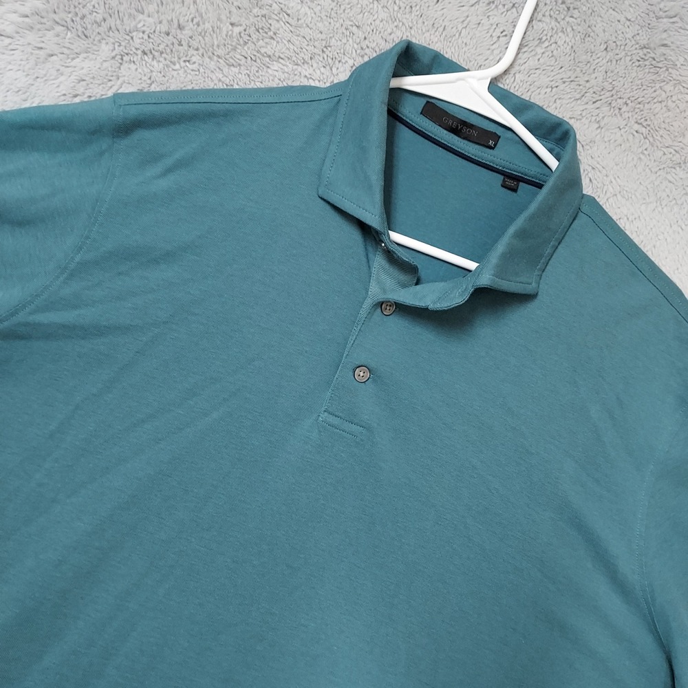 Greyson Polo Shirt Mens XL Performance Golf Activewear Teal Stretch Green Preppy